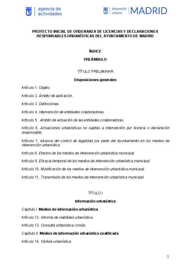 proyecto inicial de ordenanza de licencias